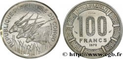 REPúBLICA DEL CONGO Essai de 100 Francs type “BCEAC”, antilopes 1975 Paris