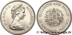 ROYAUME-UNI 25 New Pence (1 Crown) 25e anniversaire de mariage d’Elisabeth II 1972 