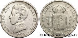 SPAIN 1 Peseta Alphonse XIII 4e type de buste 1905 Madrid