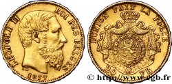 BELGIUM 20 Francs or Léopold II 1877 Bruxelles XF 