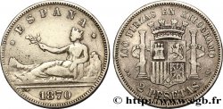 SPAIN 2 Pesetas “ESPAÑA” allongée 1870 Madrid VF 