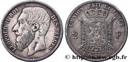 BELGIQUE 2 Francs Léopold II légende française 1867 