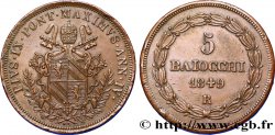 VATICAN ET ÉTATS PONTIFICAUX 5 Baiocchi au nom de Pie IX an IV 1849 Rome TTB+ 