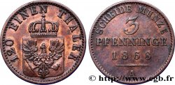 GERMANY - PRUSSIA 3 Pfenninge Royaume de Prusse écu à l’aigle 1868 Berlin AU 
