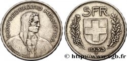 SWITZERLAND 5 Francs Berger des alpes / bouclier suisse 1933 Berne XF 