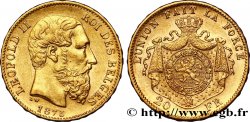 BELGIQUE 20 Francs Léopold II 1875 Bruxelles