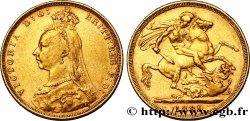 UNITED KINGDOM 1 Souverain Victoria buste du jubilé 1889 Londres VF 