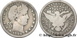 ÉTATS-UNIS D AMÉRIQUE 1/4 Dollar Barber 1898 Philadelphie TB 