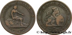ESPAGNE 10 Centimos monnayage provisoire “ESPAÑA” assise / lion au bouclier 1870 Oeschger Mesdach & CO