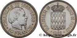 MONACO 10 Francs Charles III / écu couronné 1966 Paris AU 