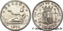 SPAIN 2 Pesetas “ESPAÑA” allongée 1870 Madrid VF 