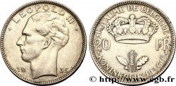 BELGIUM 20 Francs Léopold III position B 1935  XF 