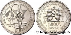 WEST AFRICAN STATES (BCEAO) 5000 Francs masque / oiseau 20e anniversaire de l’Union Monétaire 1982  AU 
