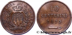 SAN MARINO 10 Centesimi écu aux trois tours 1875 Milan XF 
