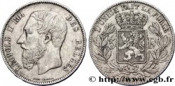 BELGIUM 5 Francs Léopold II  1874  VF 