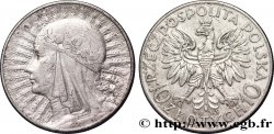 POLAND 10 Zlotych aigle / reine Jadwiga 1933 Varsovie VF 