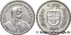 SWITZERLAND 5 Francs Berger des alpes / bouclier suisse 1933 Berne XF 