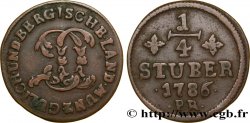 ALLEMAGNE - JULIERS-BERG 1/4 Stuber Duché de Jülich-Berg monogramme de Carl Théodore de Bavière 1786 Düsseldorf