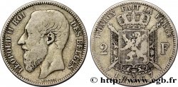 BELGIQUE 2 Francs Léopold II légende française 1867 