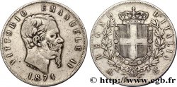 ITALIE 5 Lire Victor Emmanuel II 1874 Milan