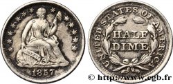 ÉTATS-UNIS D&nbsp;AMÉRIQUE 1/2 Dime Liberté assise 1857 Philadelphie TTB 
