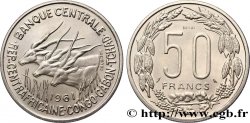 ÉTATS DE L&nbsp;AFRIQUE ÉQUATORIALE Essai de 50 Francs antilopes 1961 