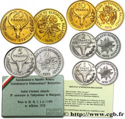 MADAGASKAR Boîte FDC 1, 2, 5, 10 et 20 Francs 1970 Paris