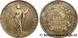 ITALY - LOMBARDY 5 Lire Gouvernement provisoire de Lombardie 1848 Milan