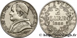 VATICAN ET ÉTATS PONTIFICAUX 2 Lire Pie IX an XXI 1866 Rome TTB 