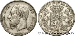 BELGIQUE 5 Francs Léopold II 1876 