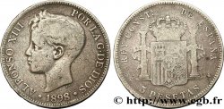 SPAIN 5 Pesetas Alphonse XIII 3e type 1898 Madrid XF 