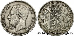 BELGIEN 5 Francs Léopold II  1868 