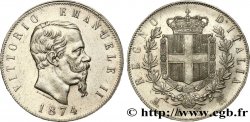 ITALIE 5 Lire Victor Emmanuel II 1874 Milan