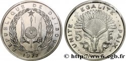 DJIBOUTI Essai de 5 Francs emblème / antilope 1977 Paris