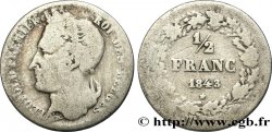 BÉLGICA 1/2 Franc Léopold tête laurée 1843 