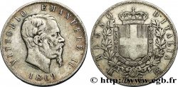 ITALIE 5 Lire Victor Emmanuel II 1869 Milan
