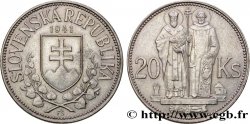 SLOVAKIA 20 Korun St Cyril et St Méthode variété avec croix à simple barre 1941  AU 