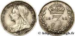 UNITED KINGDOM 3 Pence Victoria 1901  XF 