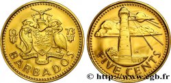 BARBADOS 5 Cents Proof Phare de South Point 1973  MS 