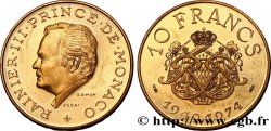 MONACO Essai de 10 Francs Rainier III 25e anniversaire de règne 1974 Paris ST70 