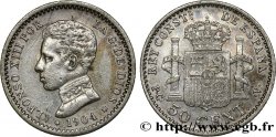 ESPAGNE 50 Centimos Alphonse XIII P.C.-.V. 1904 Madrid TTB/TTB+ 