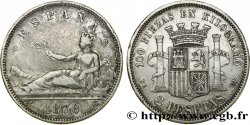 ESPAGNE 2 Pesetas “ESPAÑA” allongée 1870 Madrid TTB 
