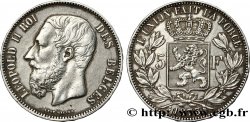 BELGIUM 5 Francs Léopold II 1873  VF 