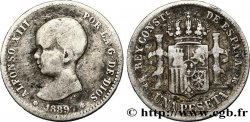 SPAIN 1 Peseta Alphonse XIII buste bébé 1889 Madrid F 