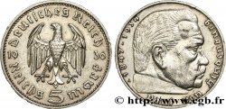 GERMANY 5 Reichsmark Maréchal Paul von Hindenburg 1936 Berlin
