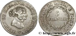 ITALIE - PRINCIPAUTÉ DE LUCQUES ET PIOMBINO - FÉLIX BACCIOCHI et ÉLISA BONAPARTE 5 Franchi - Moyens bustes 1805 Florence TTB 