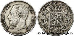 BELGIQUE 5 Francs Léopold II tranche A 1870 