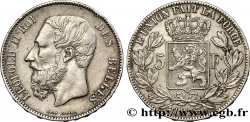 BELGIUM 5 Francs Léopold II 1873  VF 