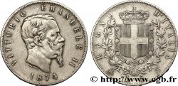 ITALIE 5 Lire Victor Emmanuel II 1874 Milan