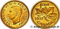 CANADA - GEORGES VI Essai de frappe 1 Cent Laiton 1937 